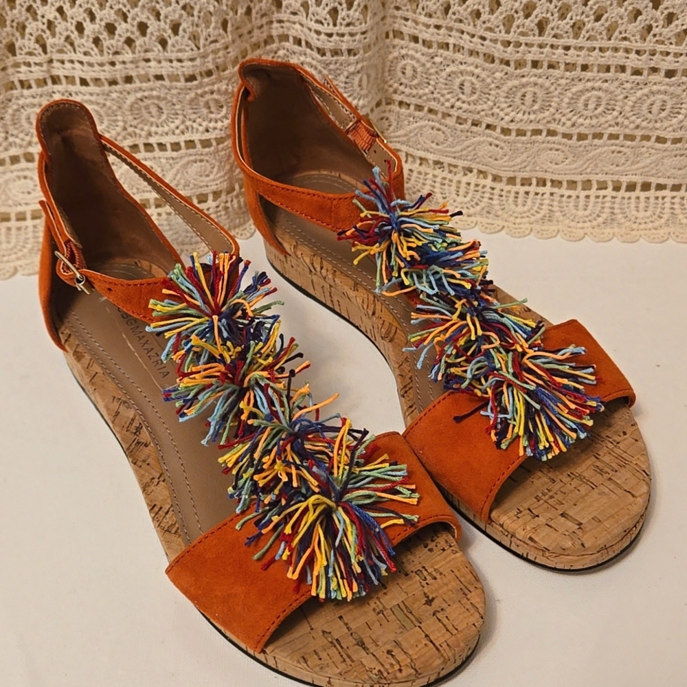 BCBGMaxAzria Orange Multicolor Sandals